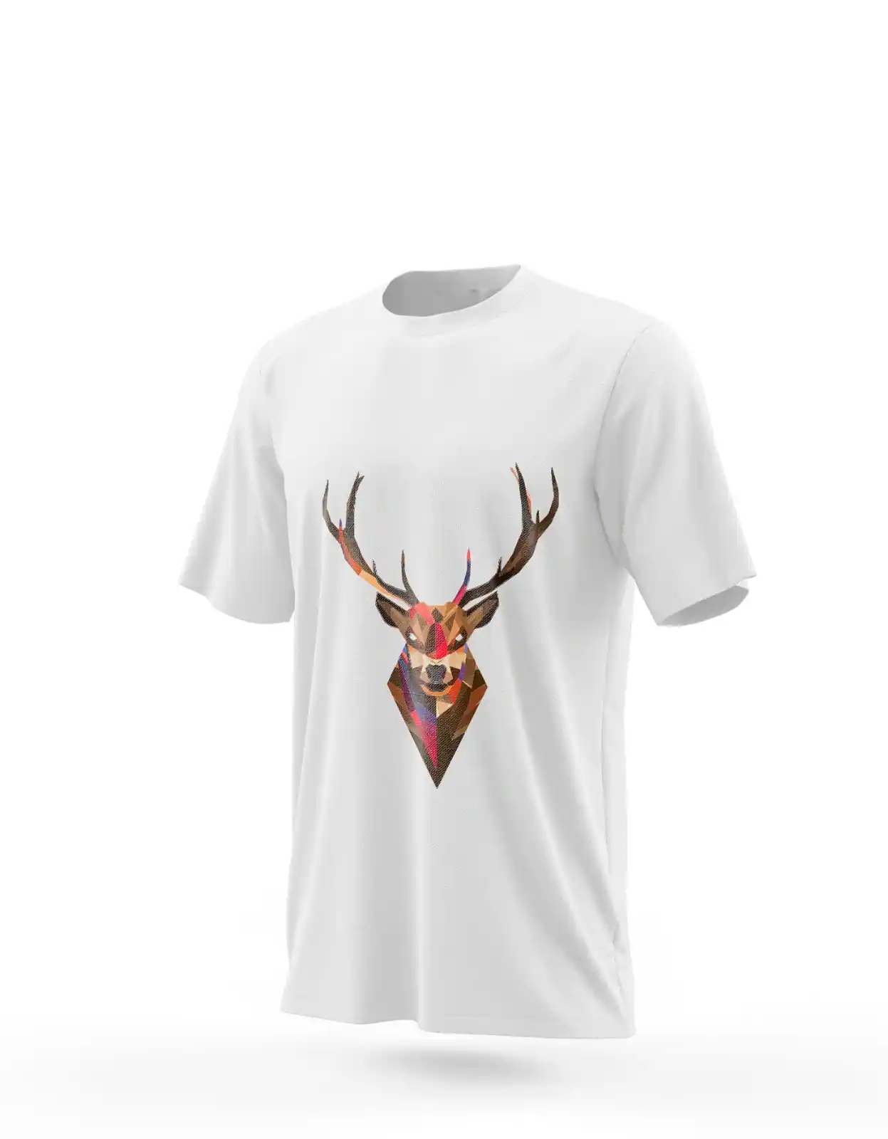Round Neck White Colored Deer Design T-shirt